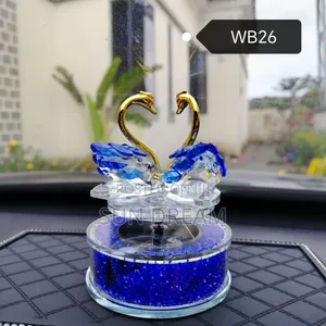 Solar Powered Turning Car Accessories Blue Swan Decoration Gift