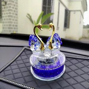 Solar Powered Turning Car Accessories Blue Swan Decoration Gift