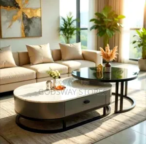 New Marble and Glass 2-in-1 Center Table With Drawer