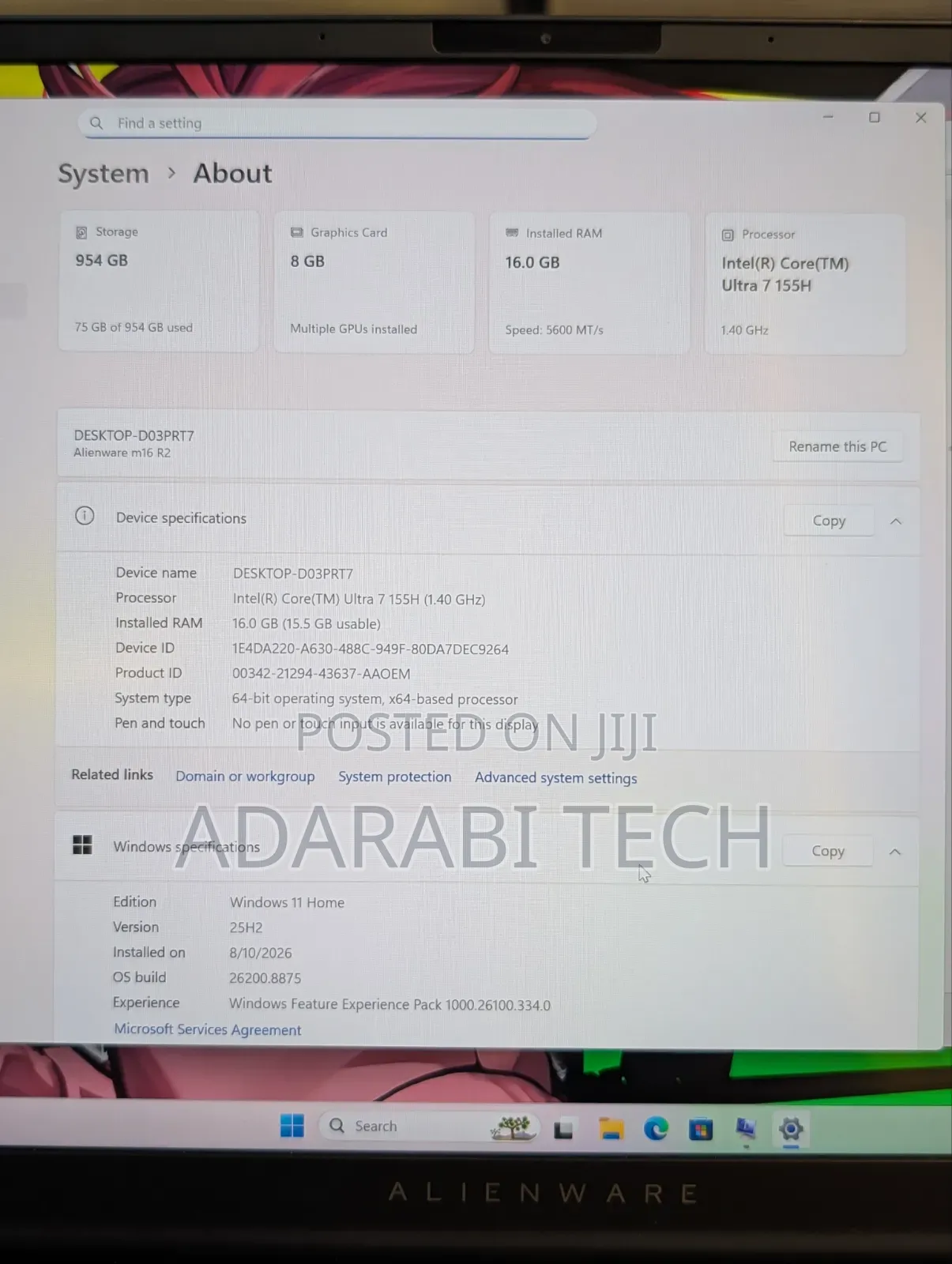 Laptop Alienware M16 R2 16GB Intel Core Ultra 7 SSD 1T
