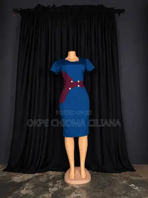 Elegant Pencil Corporate Dress With Front Button Detail