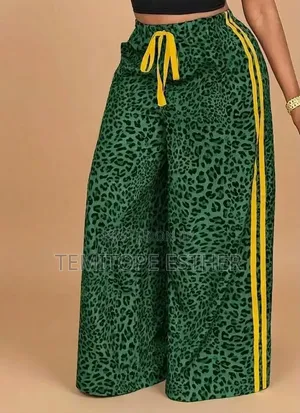 This Pant Is Fire Green Leopard Print + Yellow Stripes
