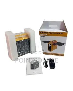 100W Portable Power Station With Inbuilt Solar Panel, LED Light,