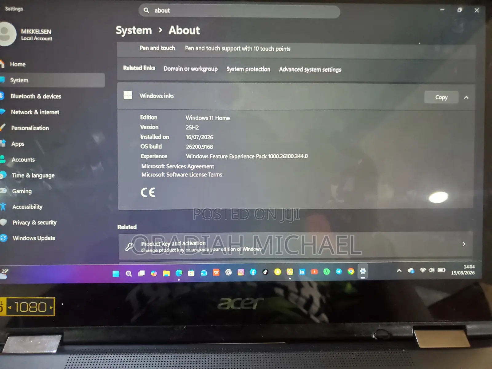 Laptop Acer AcerNote 350 8GB Intel Core i5 SSD 256GB