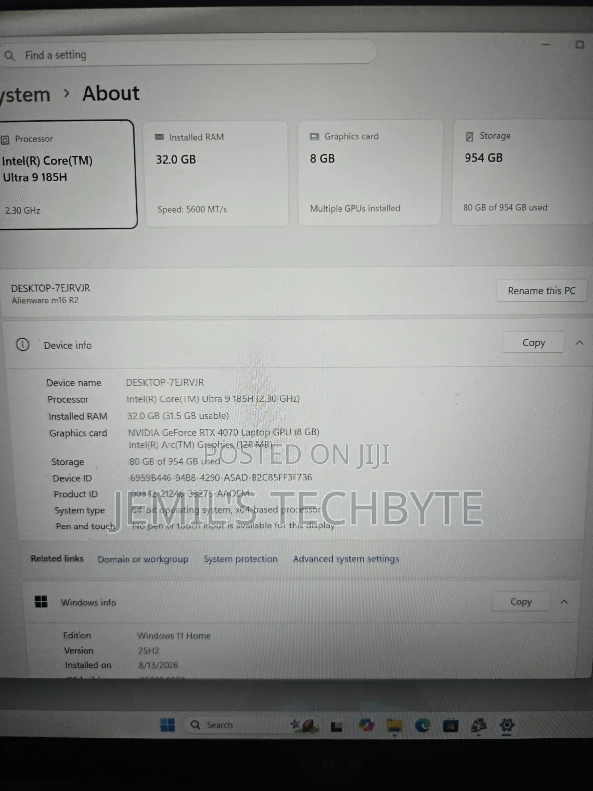 Laptop Alienware M16 R2 32GB Intel Core Ultra 9 SSD 1T