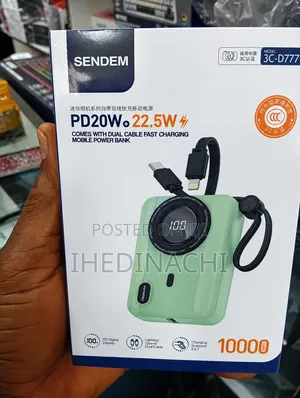 SENDEM 10000mAh Power Bank – 22.5W Fast Charging, PD 20W