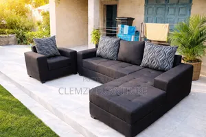 Black Colour Beautiful L Shape Sofas and a Single Seater