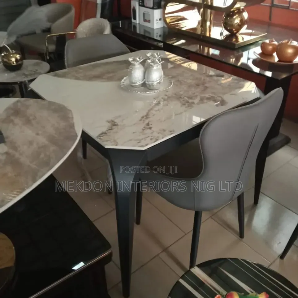Marbel Made Dining Table by 4 Seater Chairs