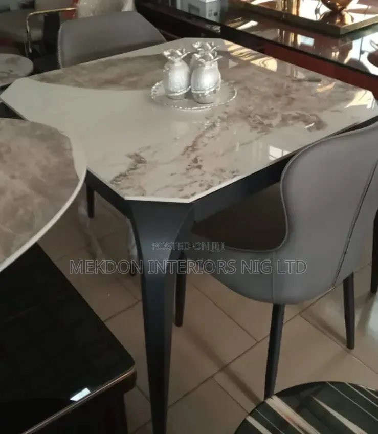 Marbel Made Dining Table by 4 Seater Chairs
