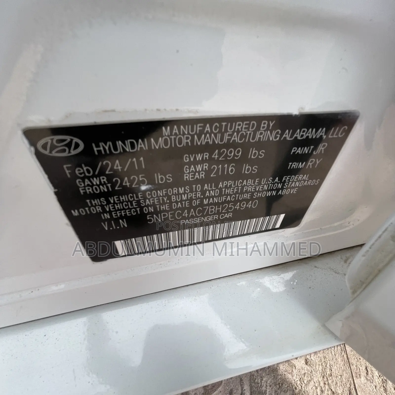 Hyundai Sonata 2011 White