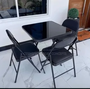 Cross Leg Restaurant Table and 3 Folding Chairs