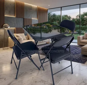 Cross Leg Restaurant Table and 3 Folding Chairs