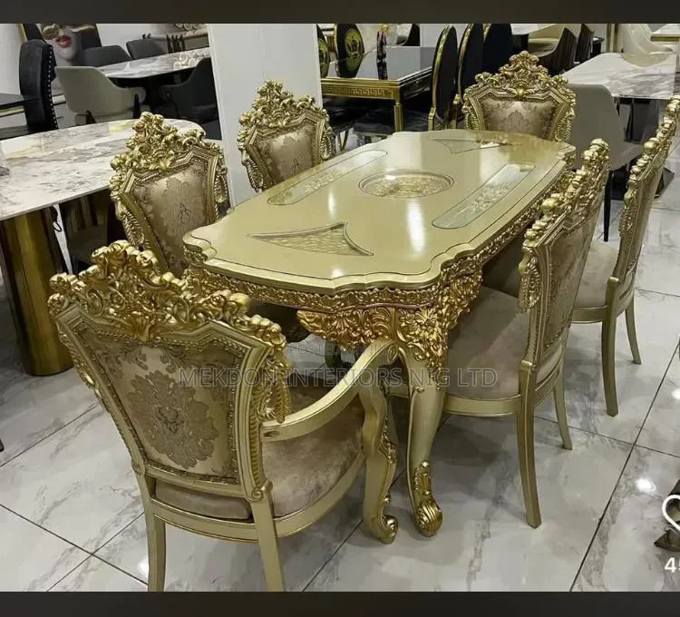 Wood Made Dining Table by 6 Seaters Chair