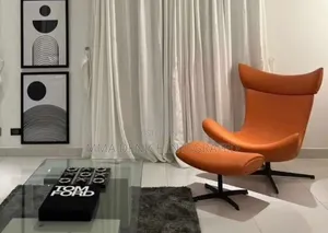 Luxury Orange Lounge Chair With Footrest