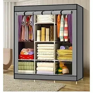 3 Column Portable Fabric Wardrobe Closet With Steel Frame
