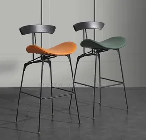 Luxury Kitchen/ Bar Stool Curved Back, Cushion Seat Iron Leg