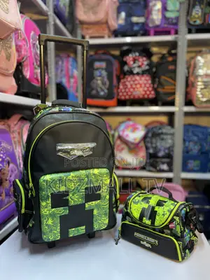 Smiggle X Minecraft School Trolley Bag Set