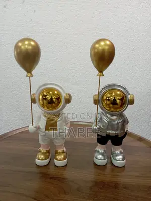 Sitting Astronaut Gold Black Figurine Decor