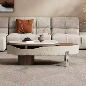 Modern Rock Panel Round Coffee Table