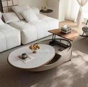 Modern Rock Panel Round Coffee Table