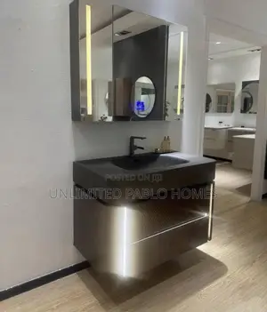 Luxury Floating Bathroom With LED Mirror Cabinet