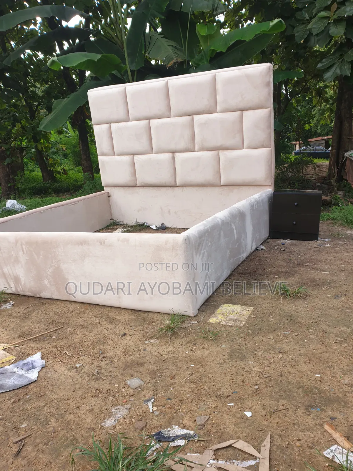 Bed Frame With Two Bedside Is Available