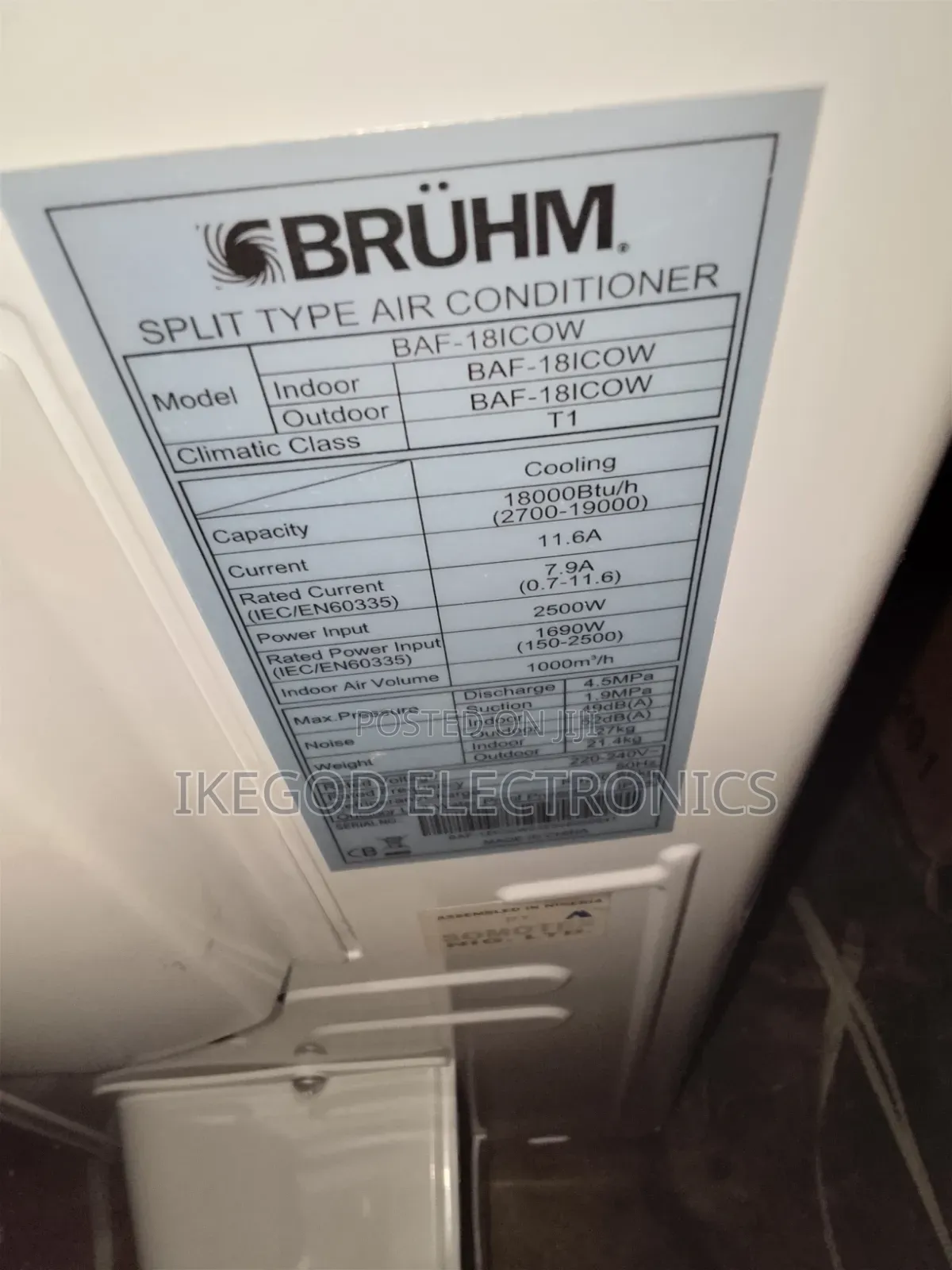 Bruhm Air Conditioner Split 2.0hp Normal
