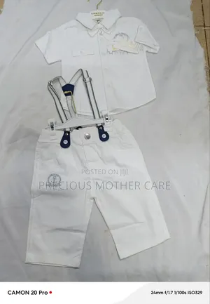 Quality Baby Boy Christening Wear White Shirt,trouser and Suspender