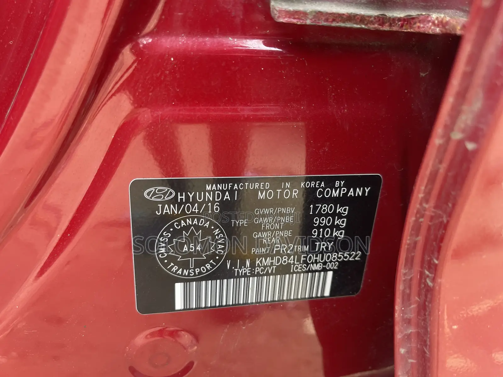 Hyundai Elantra 2017 Red