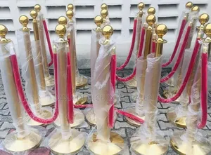 Gold Stanchions With Red Velvet Ropes – Event Queue Barriers