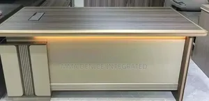 Modern Executive Office Desk With LED Light Side Cabinet