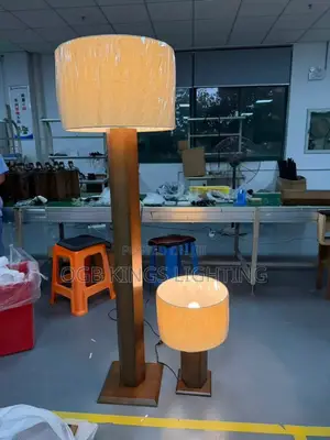 Luxury Modern Large Wood Floor Lamp Home Wooden Standing Light Led