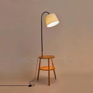 Minimalist Floor Lamp With Side Table, Tall Standing Light