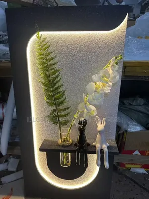 Lovely Decorative Canvas Frame With Led Light Figurine and Flower Vase
