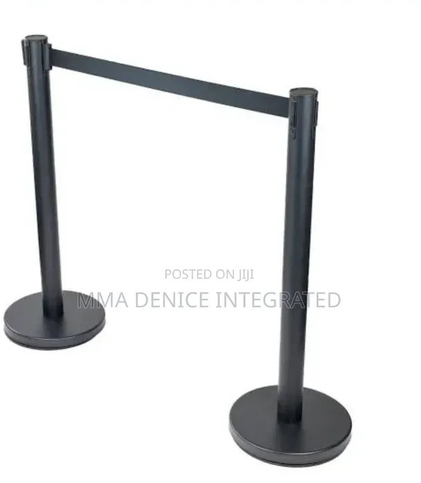 Black Retractable Queue Barrier Stanchion – Crowd Control