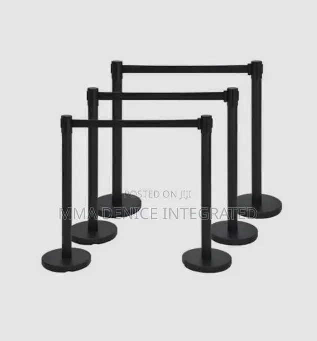 Black Retractable Queue Barrier Stanchion – Crowd Control