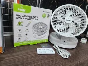 8" Rechargeable Fan With Remote Control _ 4 Wind Speeds