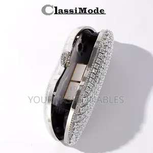ClassiMode Luxury Stone Set Clutch Purse - Silver