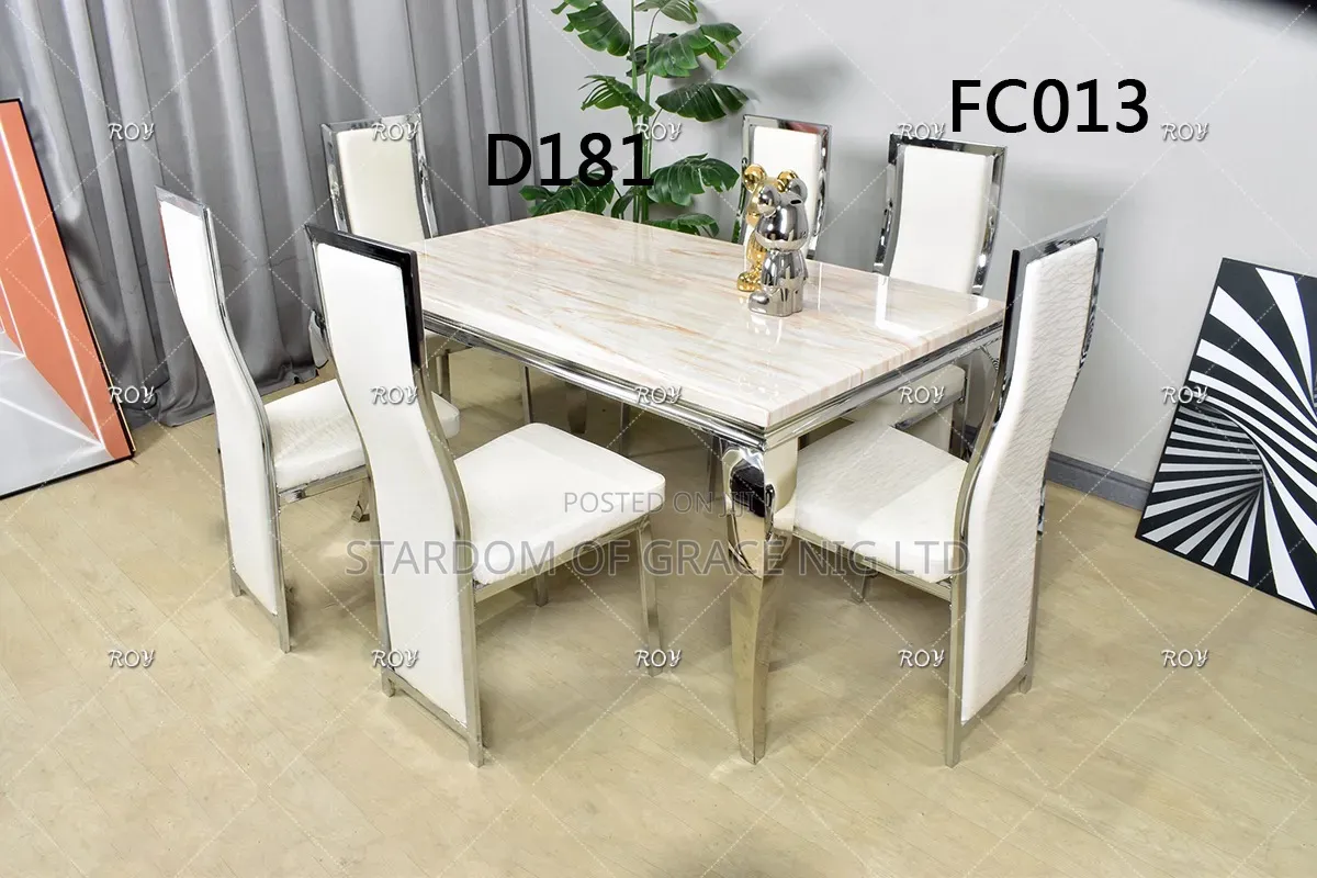 6 Seaters Marble Stainless Legs Dinning