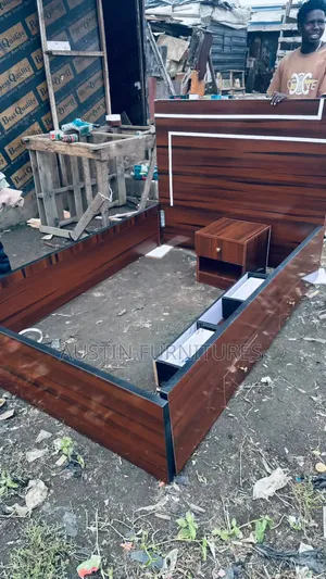 Sipco *4 by 6 Bedframe (Brown) With 2 in Builtdrawers and One Bedside