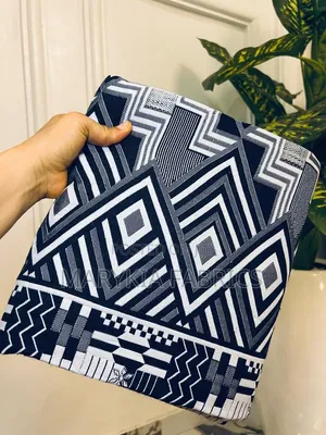 Marykia Azelune Navy Blue White Geometric African Print Fabric