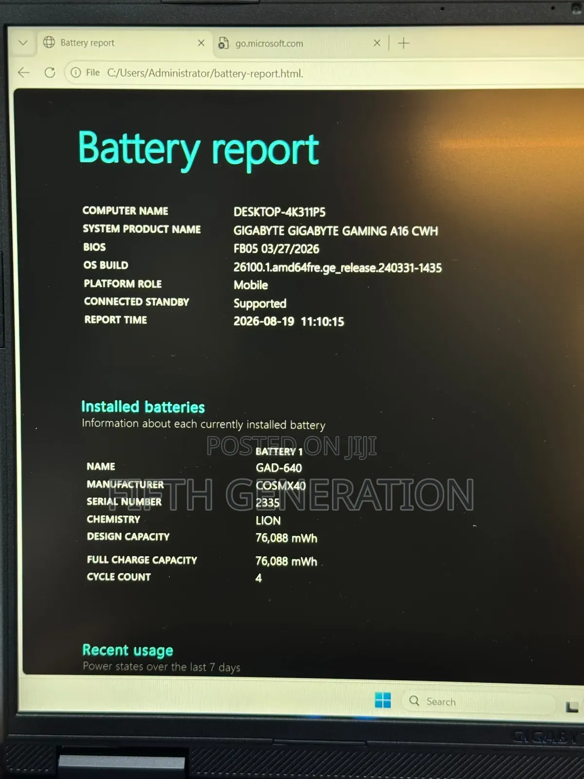 New Laptop Gigabyte GAMING A16 32GB Intel Core i7 SSD 1T