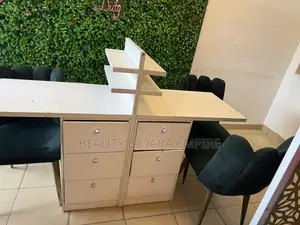 3 Months Used Double Nail Table With Cabinet and Shelves