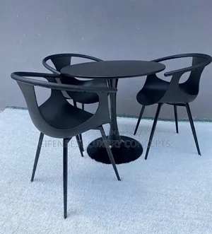 Quality Luxury Black Restaurant Table and Three Chairs