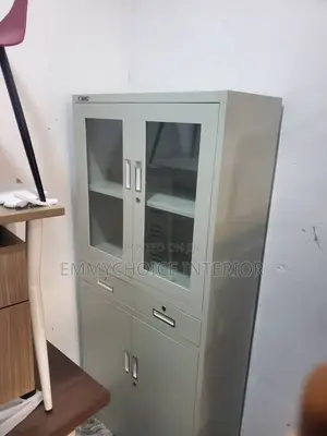 Office Metal Bookshelf Cabinet With Drawers