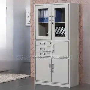 Office Metal Bookshelf Cabinet With Drawers