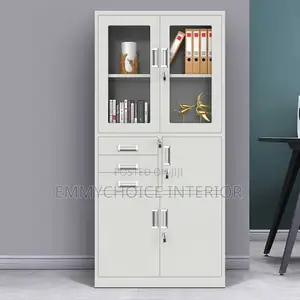 Office Metal Bookshelf Cabinet With Drawers