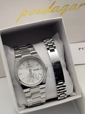 Poedagar Stainless Steel Men's Watch and Bracelet Gift Set