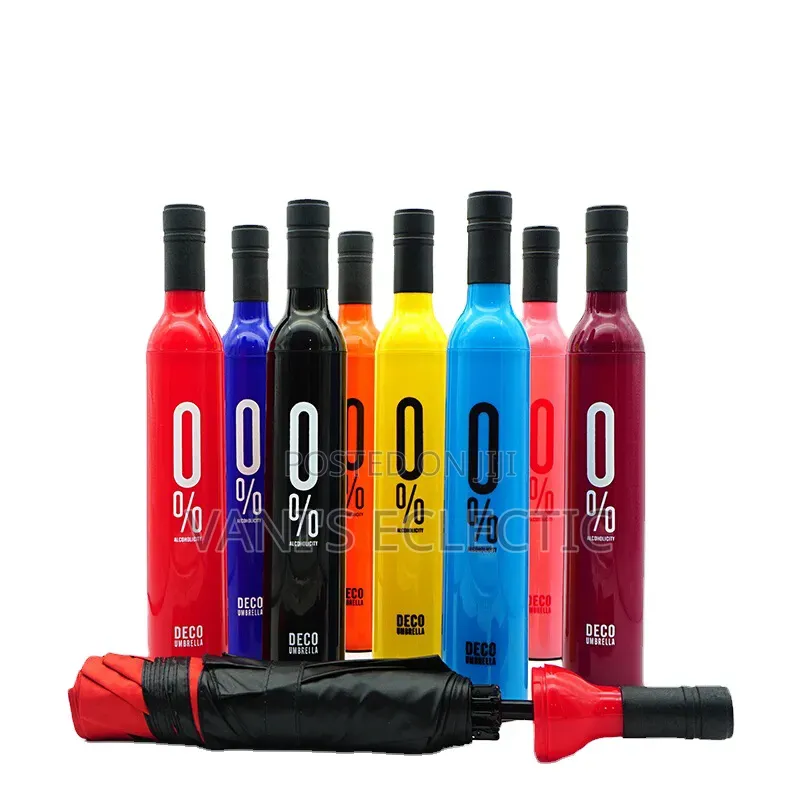 Capsule Wine Bottle Shaped Foldable Umbrellas