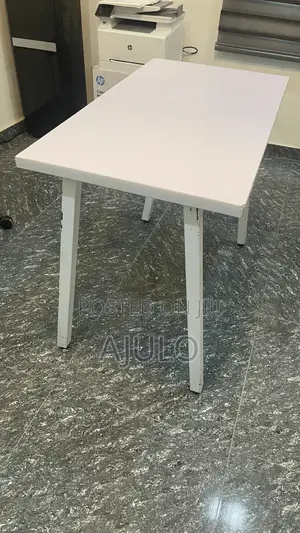 White Office Workstation Table With Metal Leg / Base 100cm X 54cm